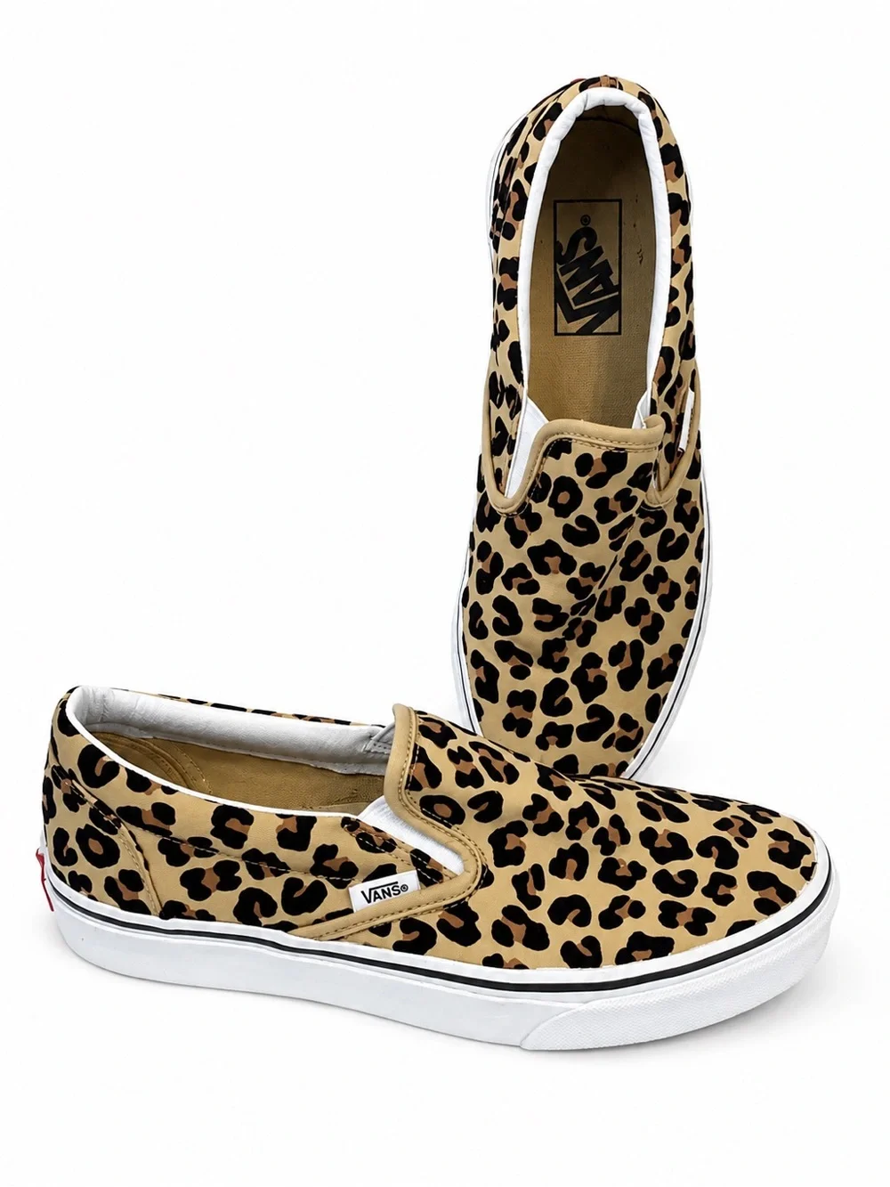 VANS Women's Leopard Print Slip-On Sneakers - Tan & Black 7.5